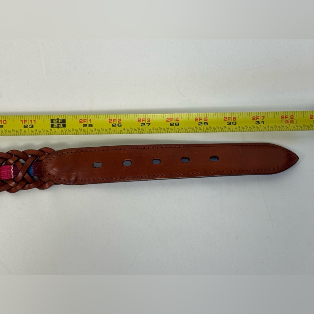 FOSSIL Brown Leather Belt Women’s Size Small Tapestry Casual Inlay - Picture 9 of 10